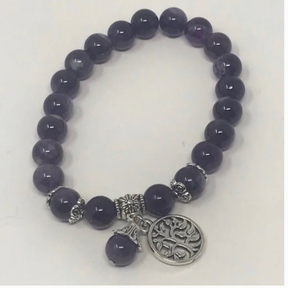 CJSA Natural Stone Amethyst Strand Bracelet - Picture 2 of 6